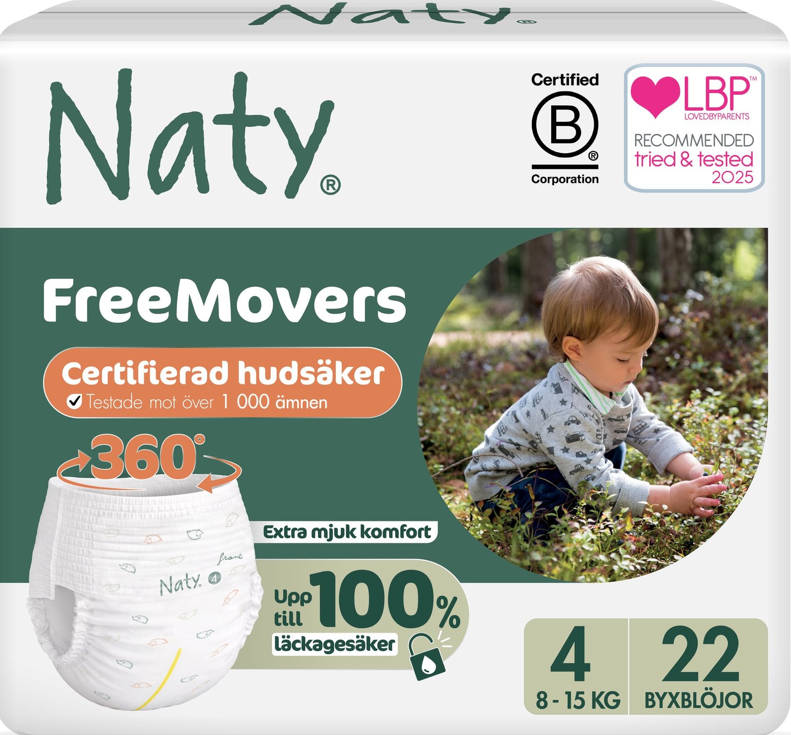 Naty Byxblöjor FreeMovers strlk 4, 22 st