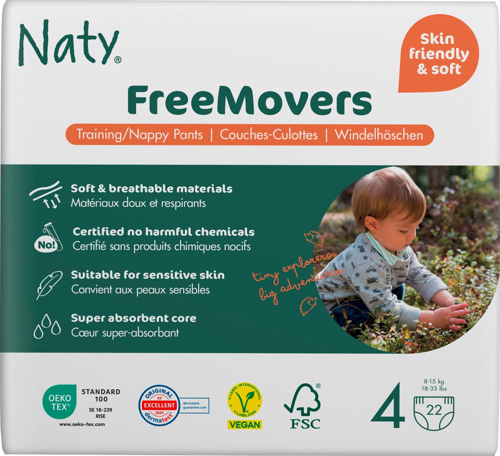Naty Byxblöjor FreeMovers strlk 4, 22 st