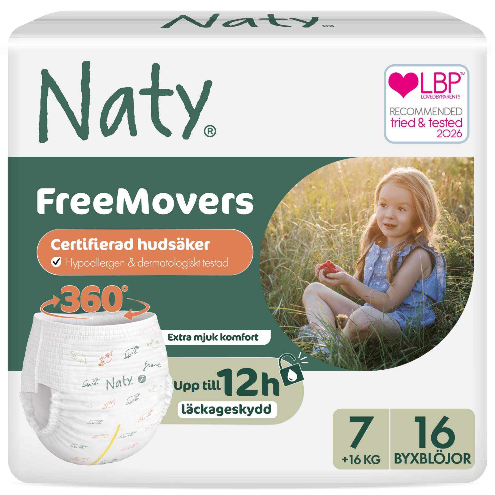 Naty Byxblöjor FreeMovers strlk 7, 16 st