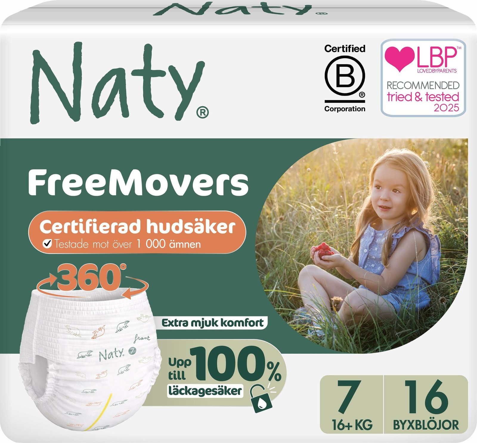 Naty Byxblöjor FreeMovers strlk 7, 16 st