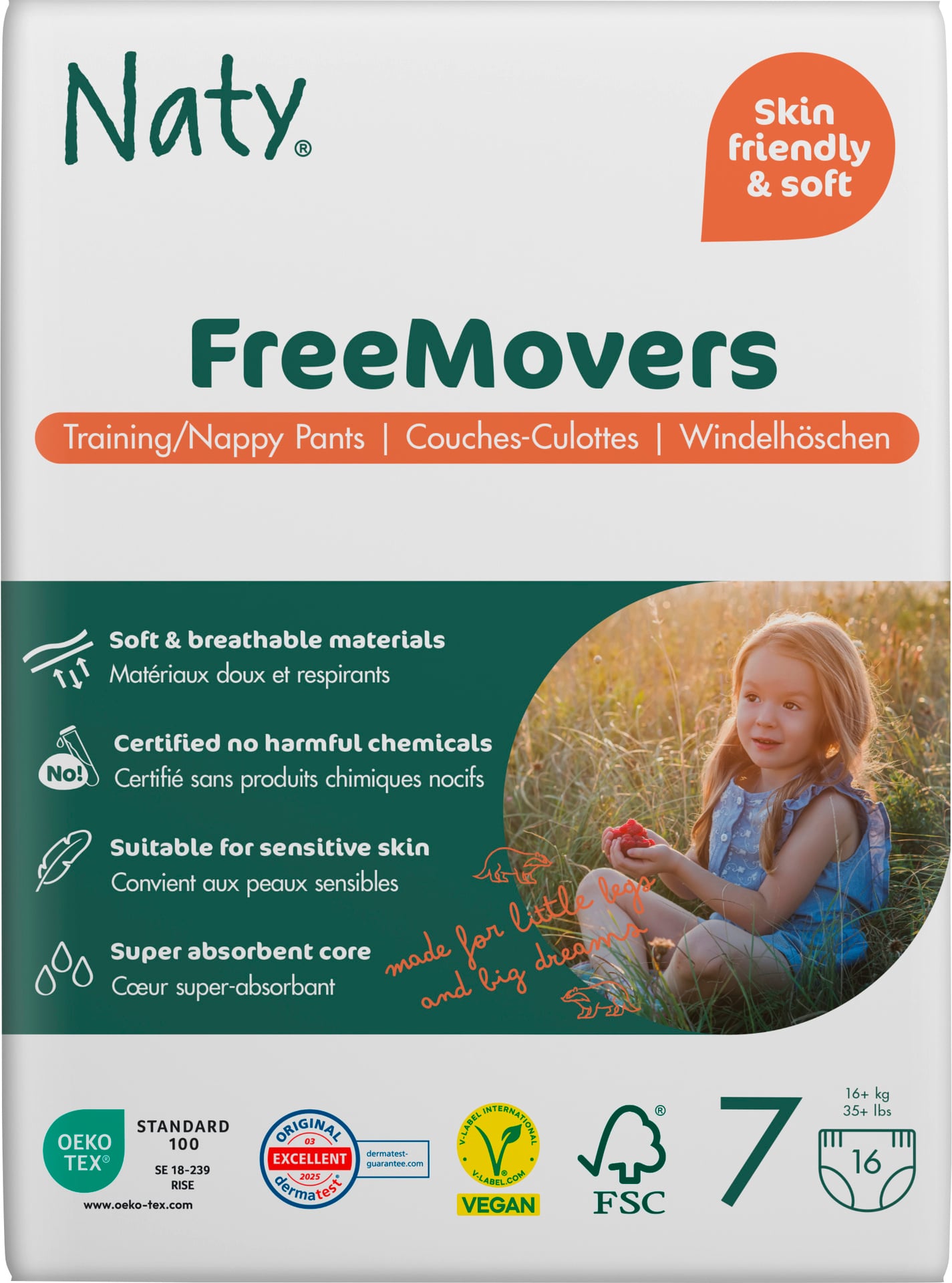 Naty Byxblöjor FreeMovers strlk 7, 16 st