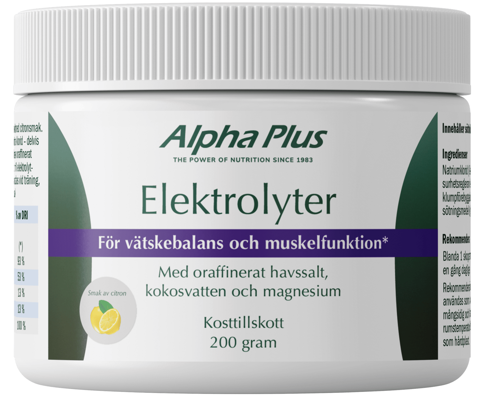Alpha Plus Elektrolyter Citronsmak Pulver 200 g