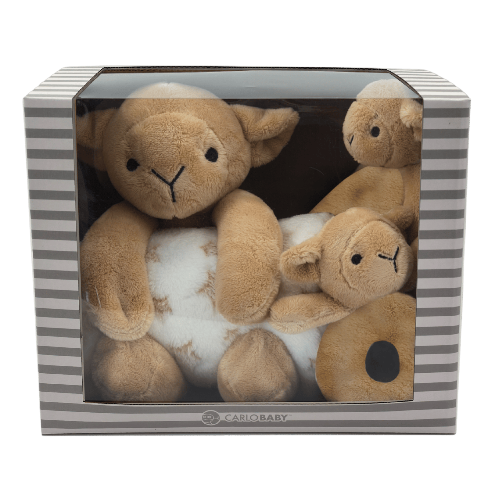 Carlo Baby Gift Set Med Brunt lamm, Snutte & Skallra