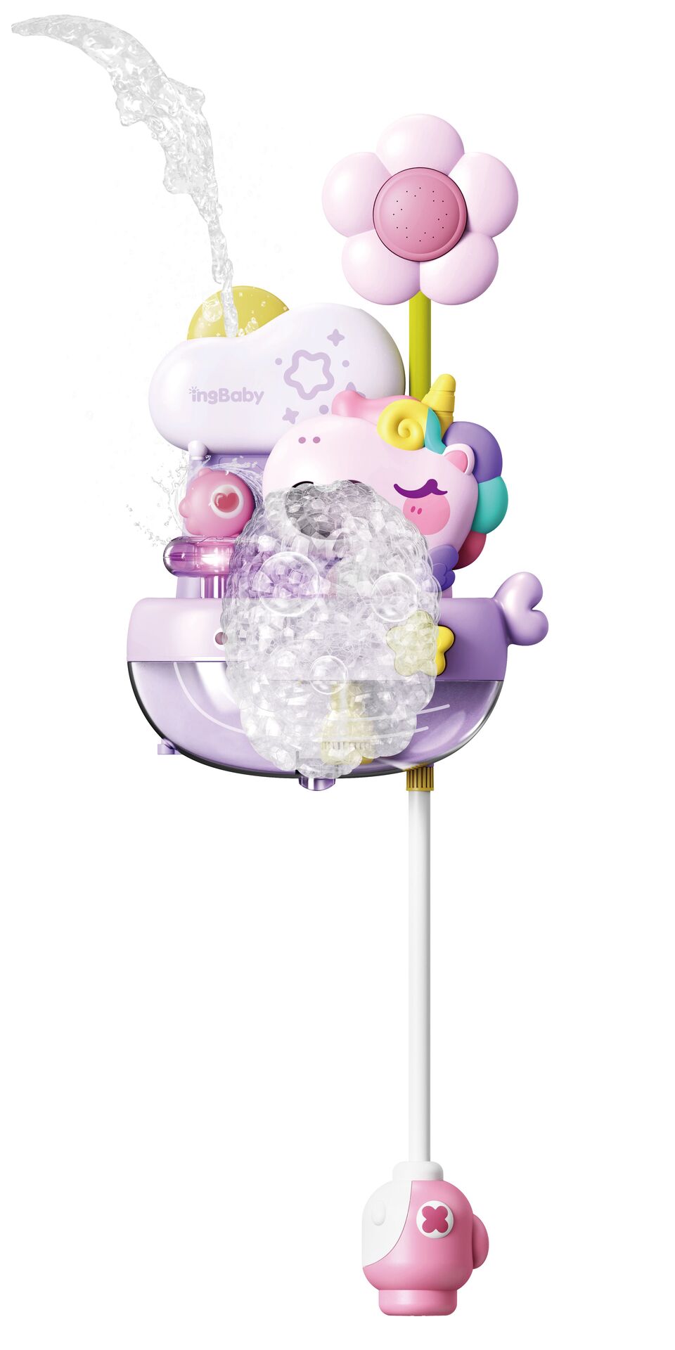 Carlo Baby Bubbelbadleksak med Blomdusch Unicorn +18 m
