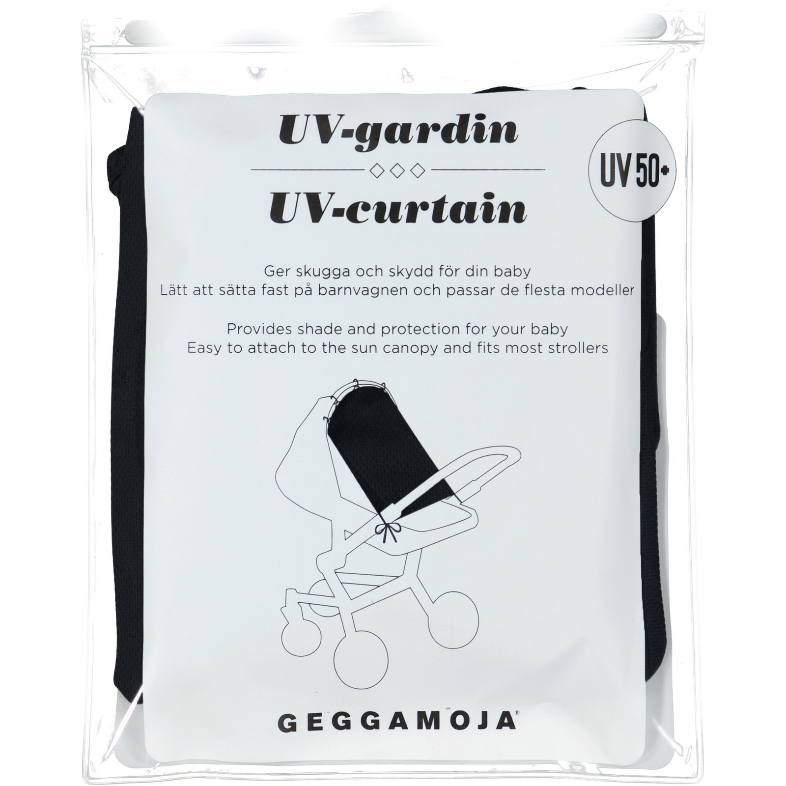 Geggamoja UV-Gardin Barnvagn Svart One Size