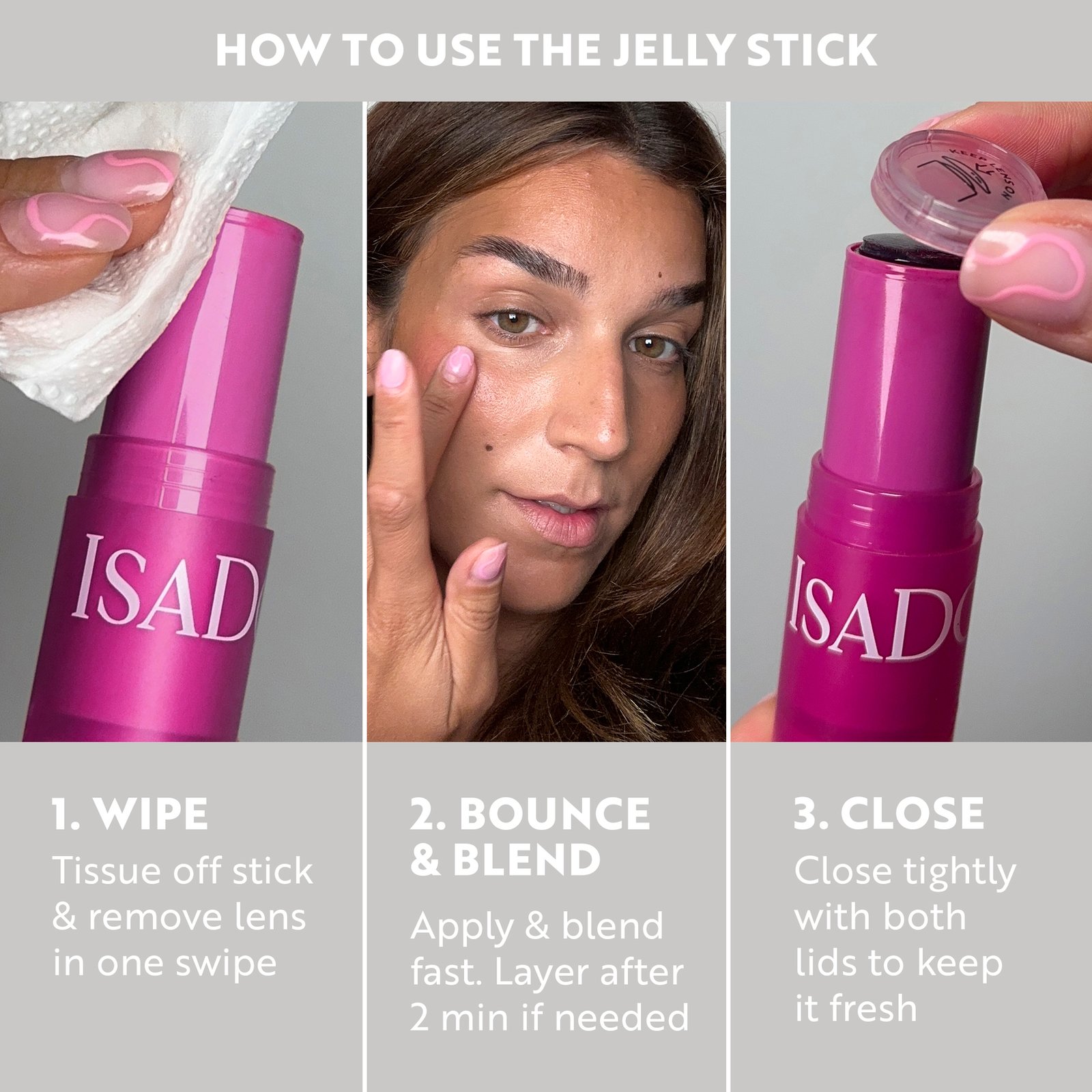 Isadora The Lip & Cheek Tint Cooling Jelly Stick 12 Berry Pink