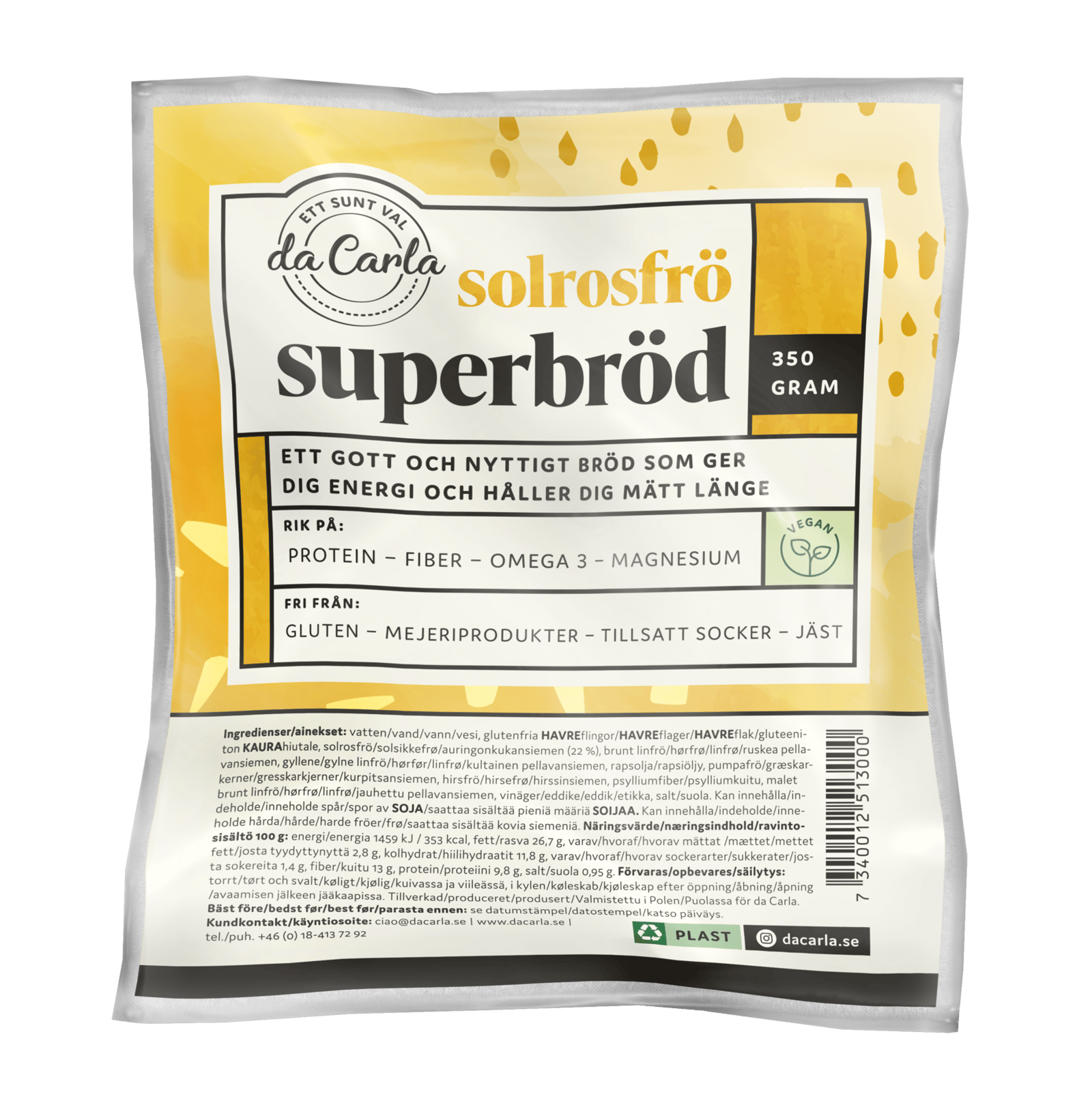 Da Carla Superbröd Solrosfrön 350g