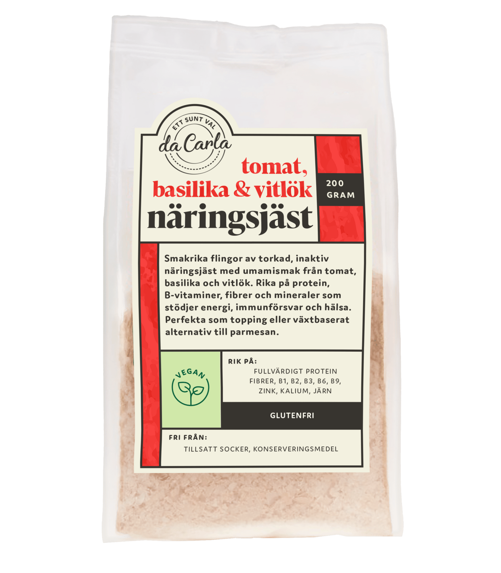 da Carla Näringsjäst flingor Tomat, Basilika & Vitlök 200 g