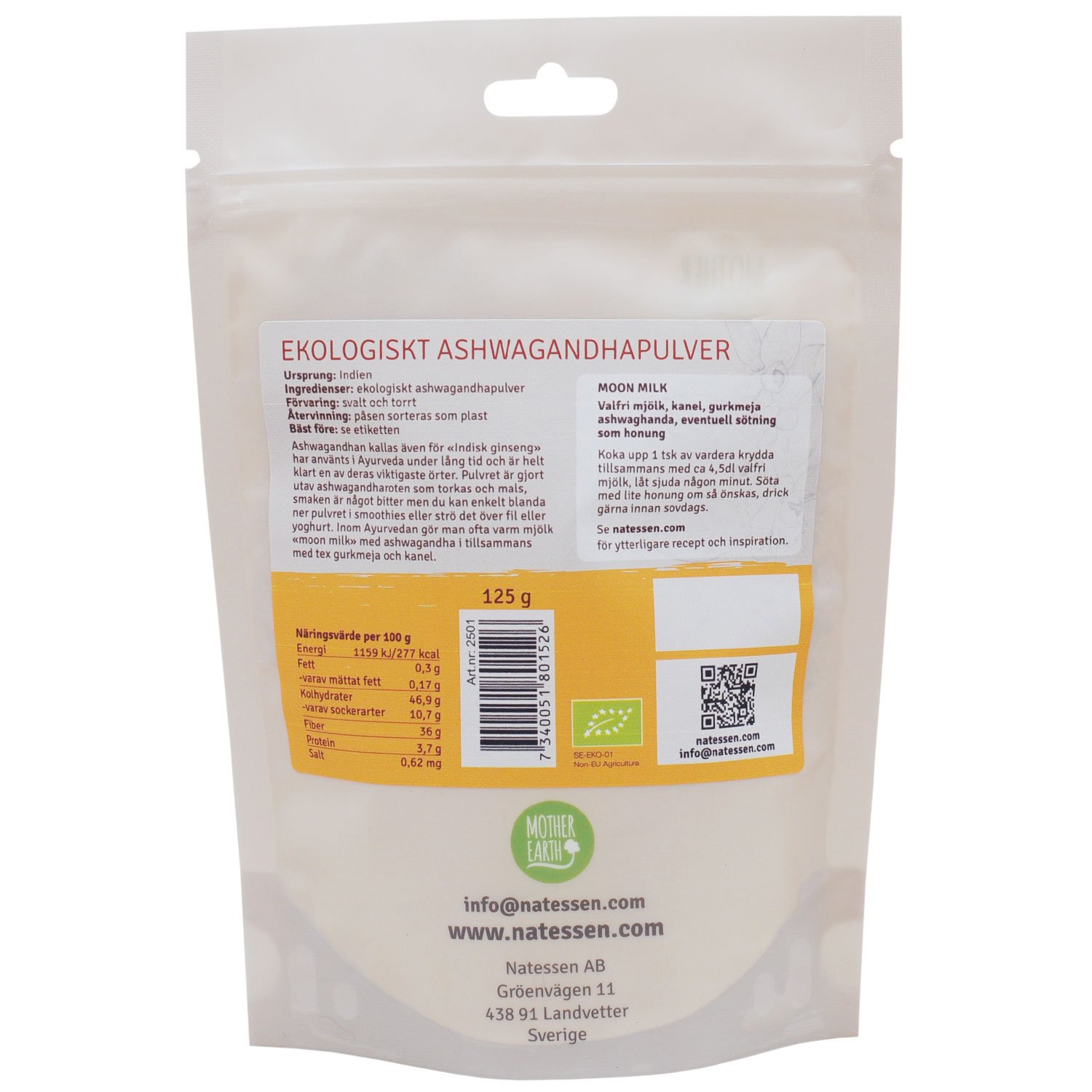 Mother Earth Ekologiskt Ashwagandhapulver 125g