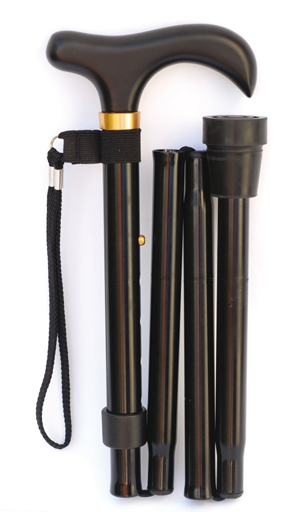 LunSch Hopfällbar Käpp Justerbar Höjd Svart 1 st