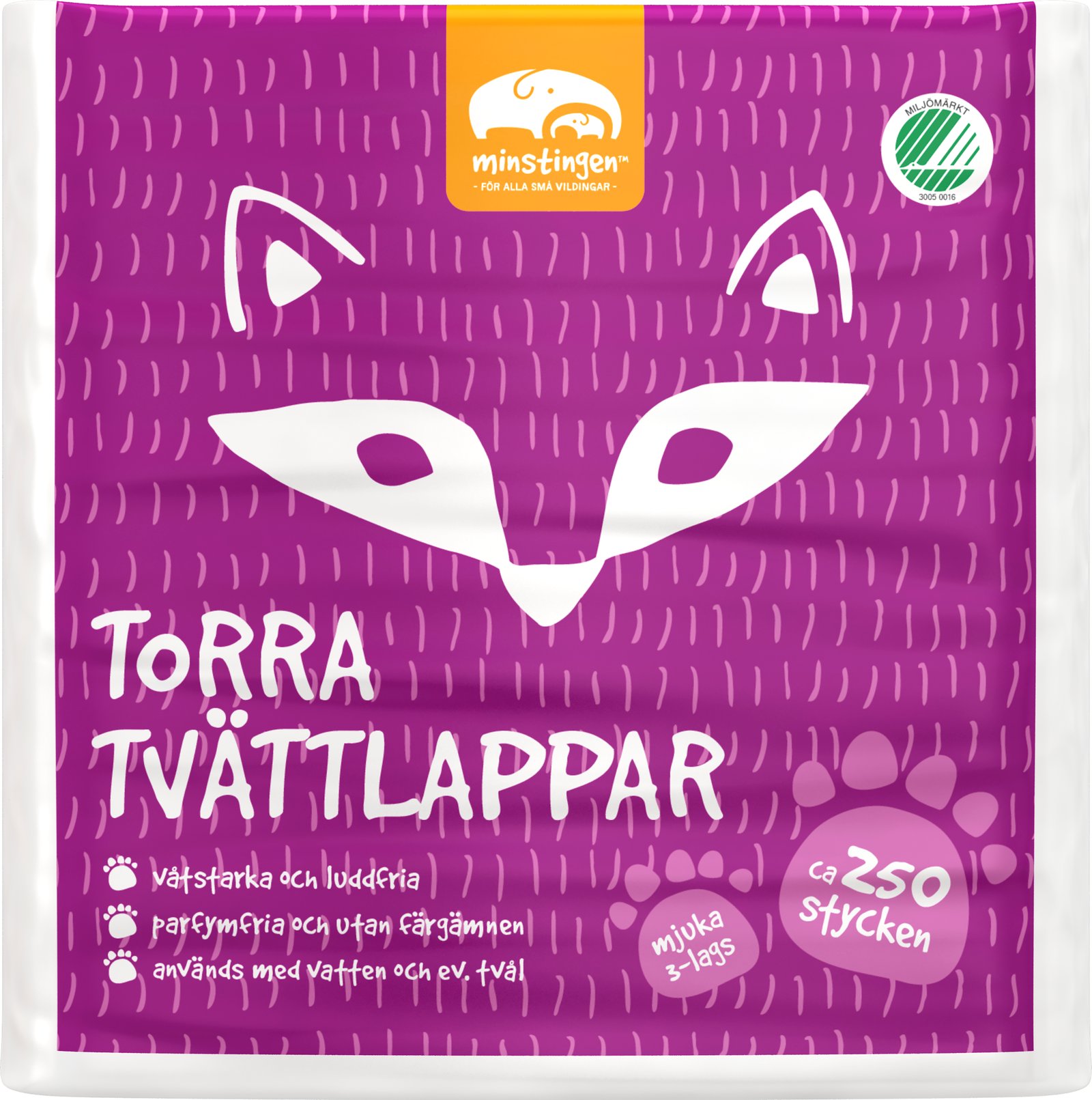 Minstingen Tvättlapp 3-lagers 250 st