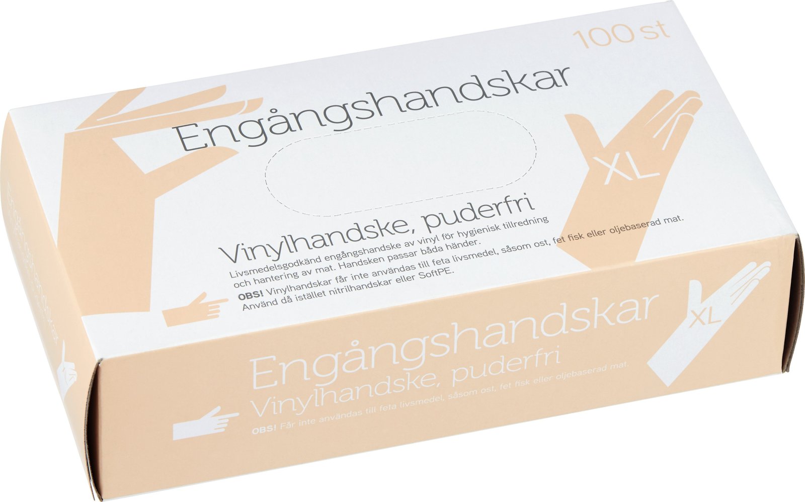 Fixa Engångshandskar Vinyl Puderfria XL 100 st