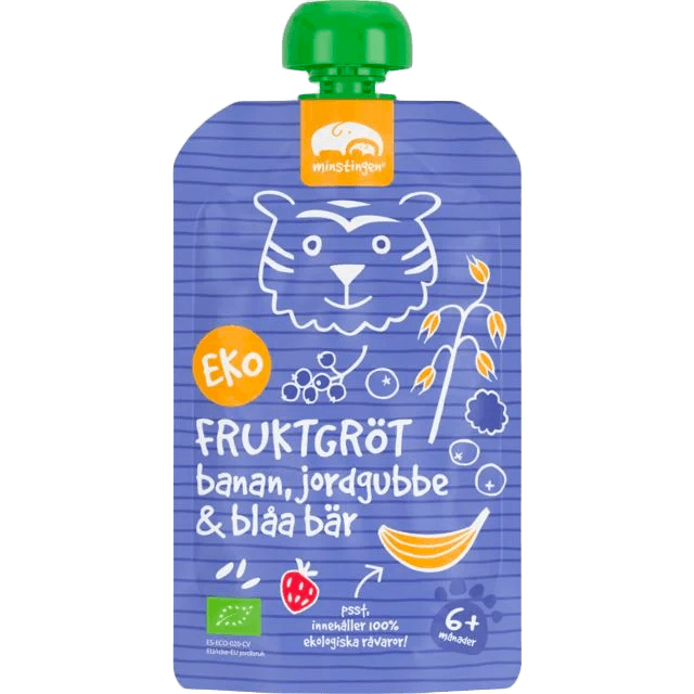 Minstingen Fruktgröt banan, jordgubbe & blåa bär 120 g