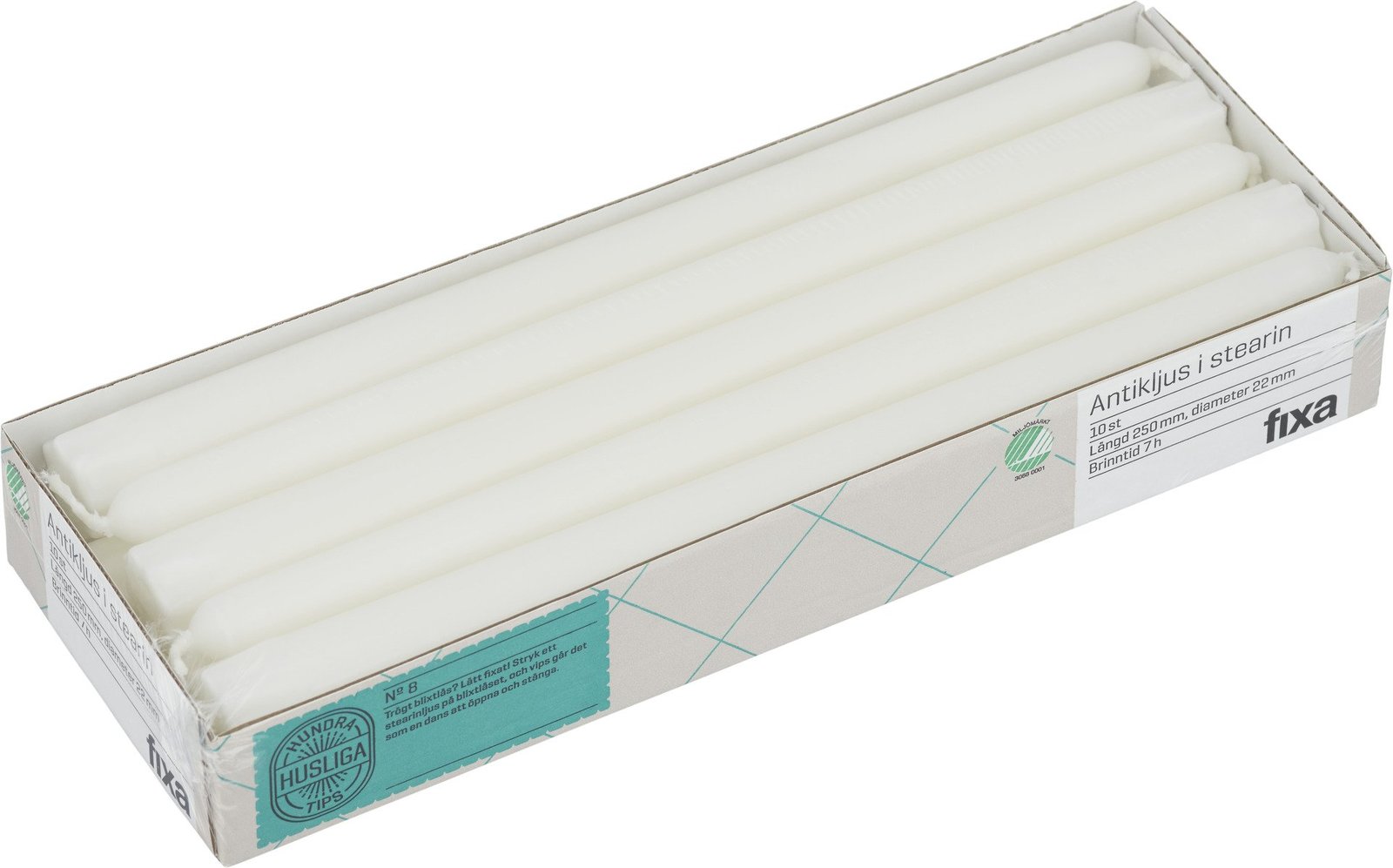 Fixa Antikljus Stearin Vita 10 st