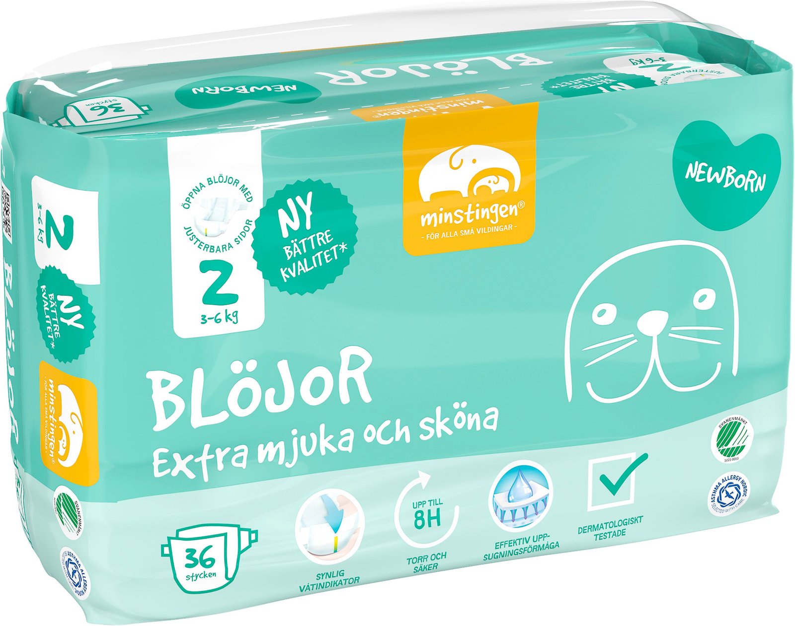 Minstingen Blöjor Newborn nr 2 (3-6 kg) 36 st