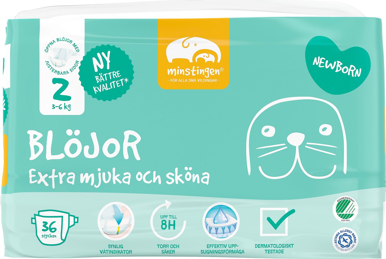 Minstingen Blöjor Newborn nr 2 (3-6 kg) 36 st