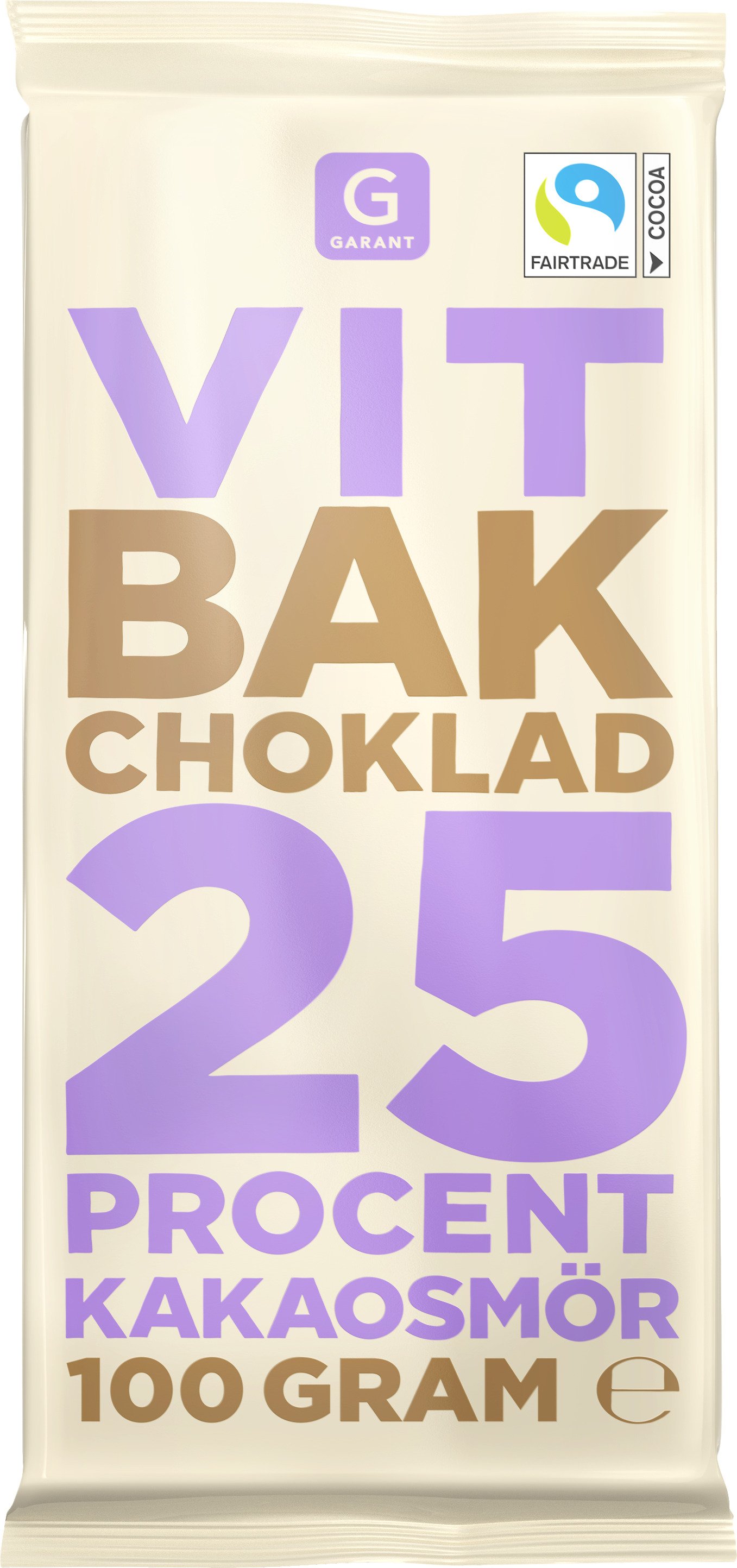 Garant Bakchoklad Vit 25% Kakaosmör 100g