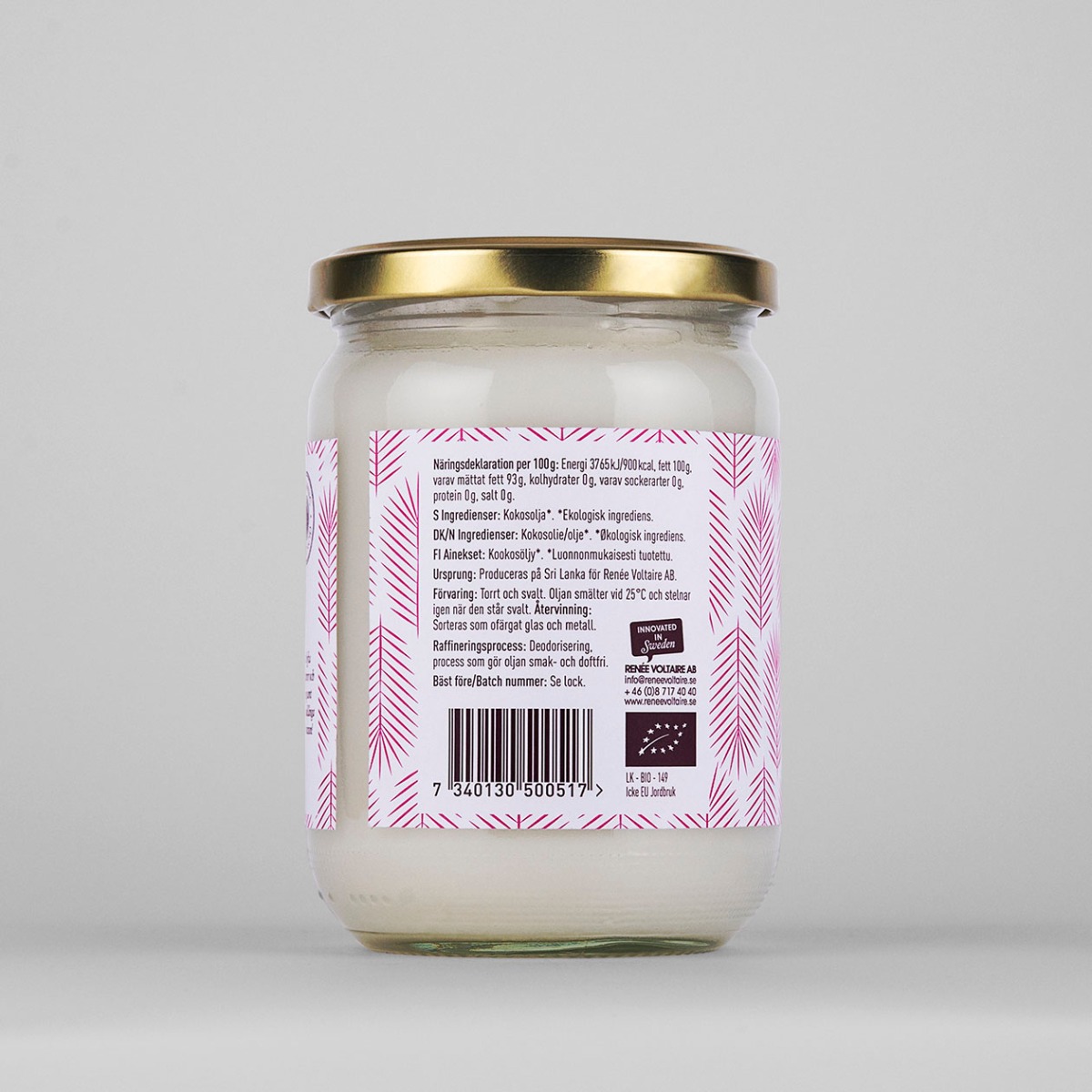 Renee Voltaire Neutral Kokosolja - Smak- & Doftfri 500 ml EKO