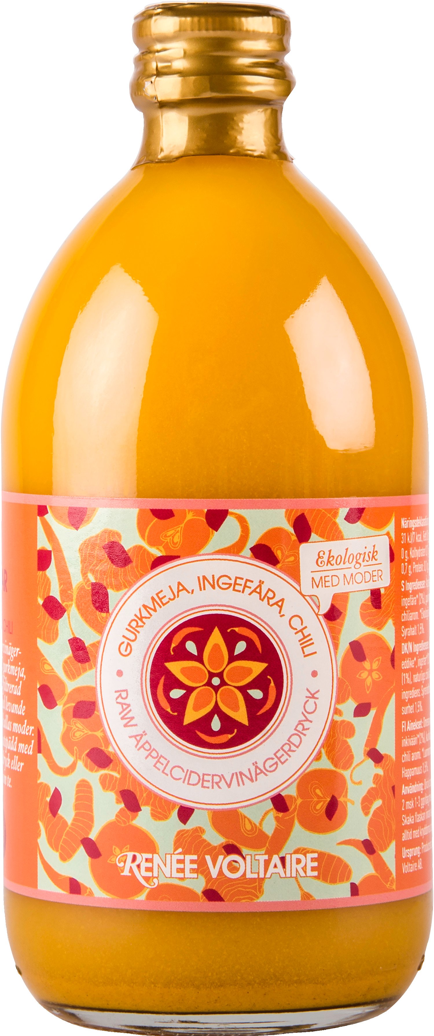 Renée Voltaire Raw Äppelcidervinägerdryck - Gurkmeja, Ingefära & Chili 500 ml EKO