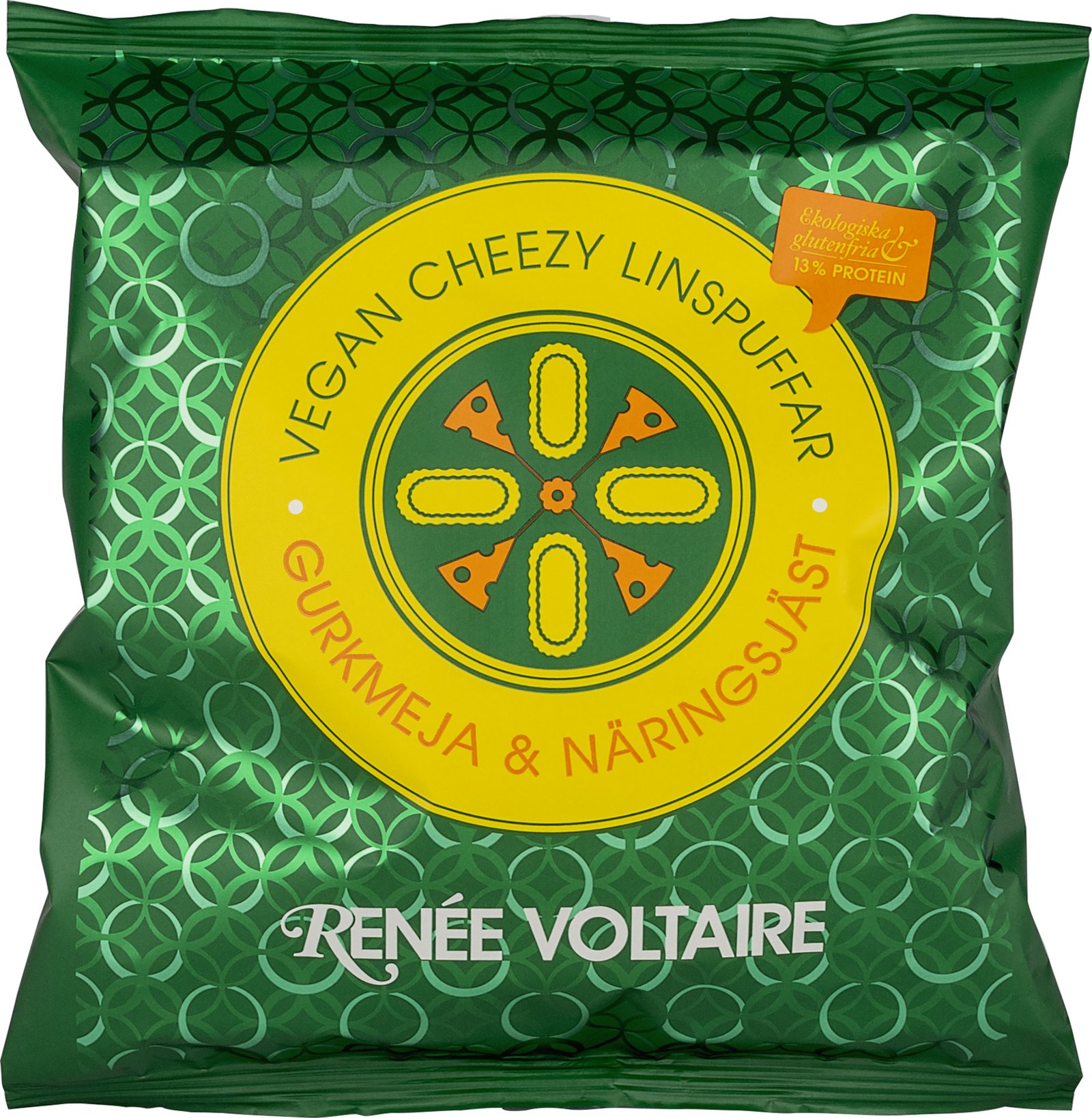 Renée Voltaire Vegan Cheezy Linspuffar Gurkmeja & Näringsjäst 60 g