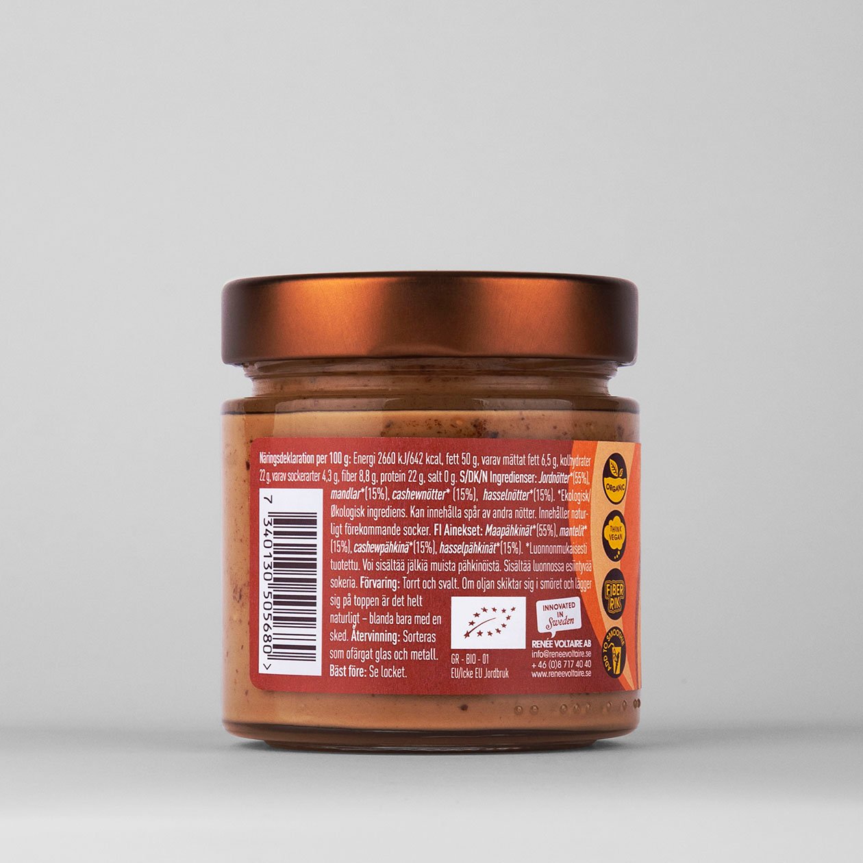 Renée Voltaire Nötspread - Cashew-, Hassel-, Jordnöt & Mandel 220 g EKO