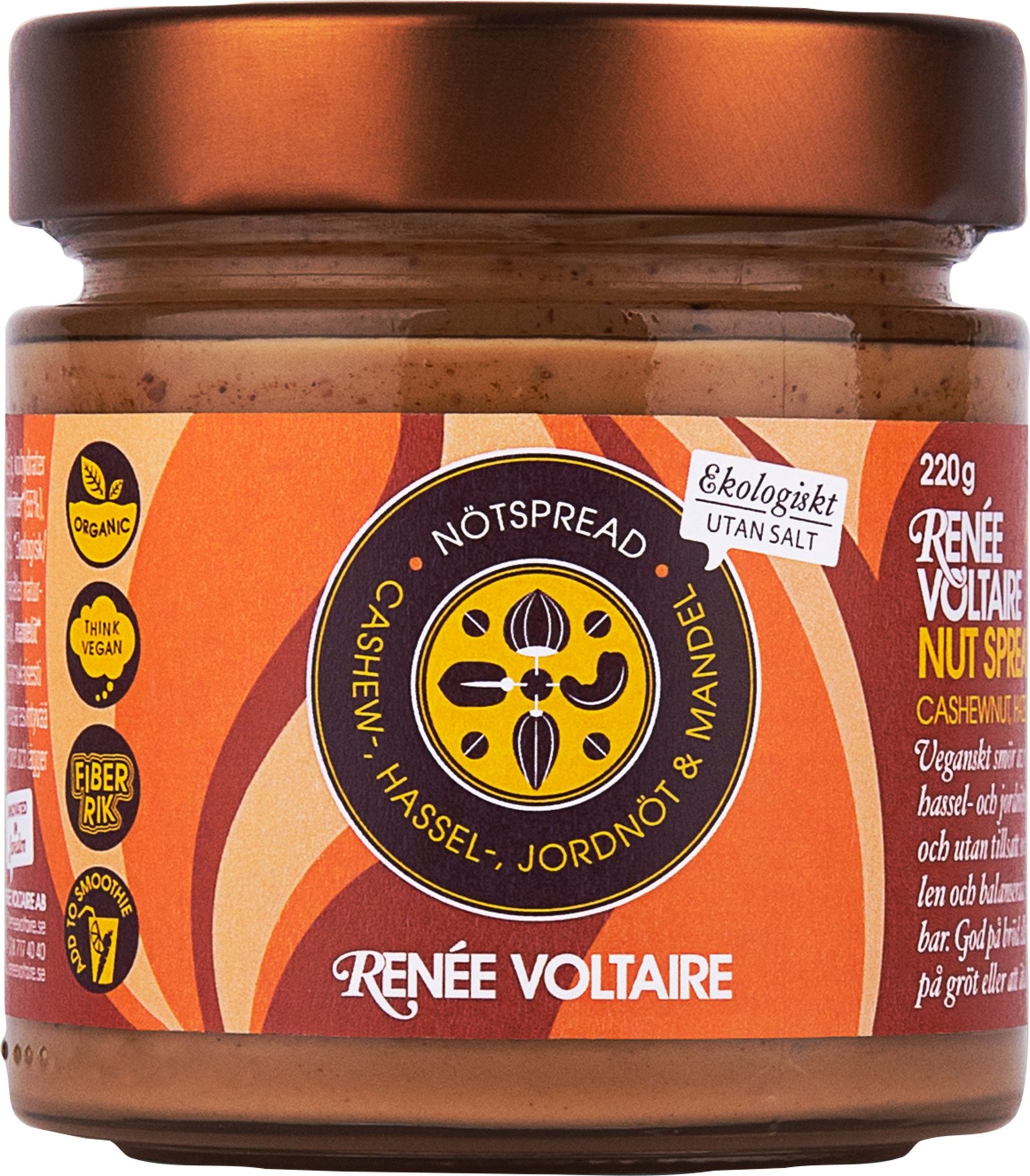 Renée Voltaire Nötspread - Cashew-, Hassel-, Jordnöt & Mandel 220 g EKO