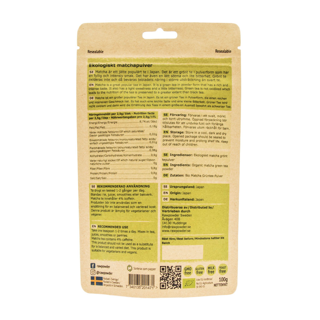 Rawpowder Matcha Supreme 100 g EKO