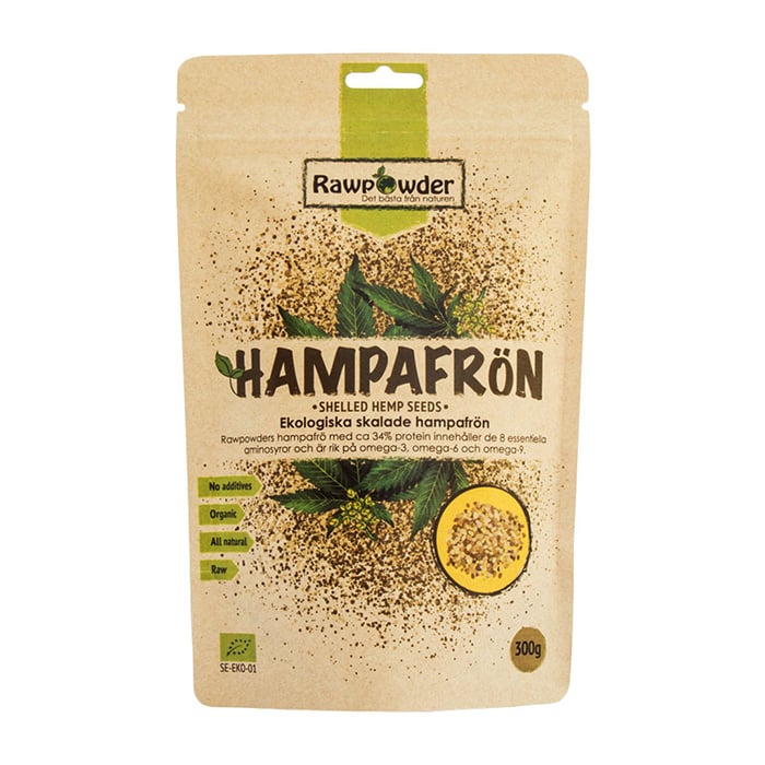Rawpowder Hampafrö Skalad 300 g EKO