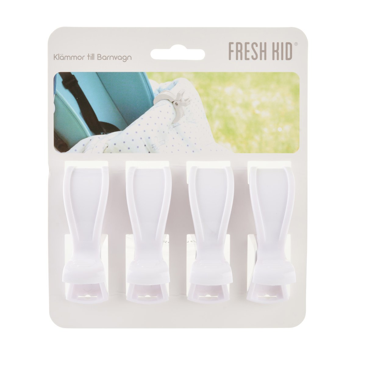 Fresh Kid Klämma till Barnvagn Vit 7cm 4 st