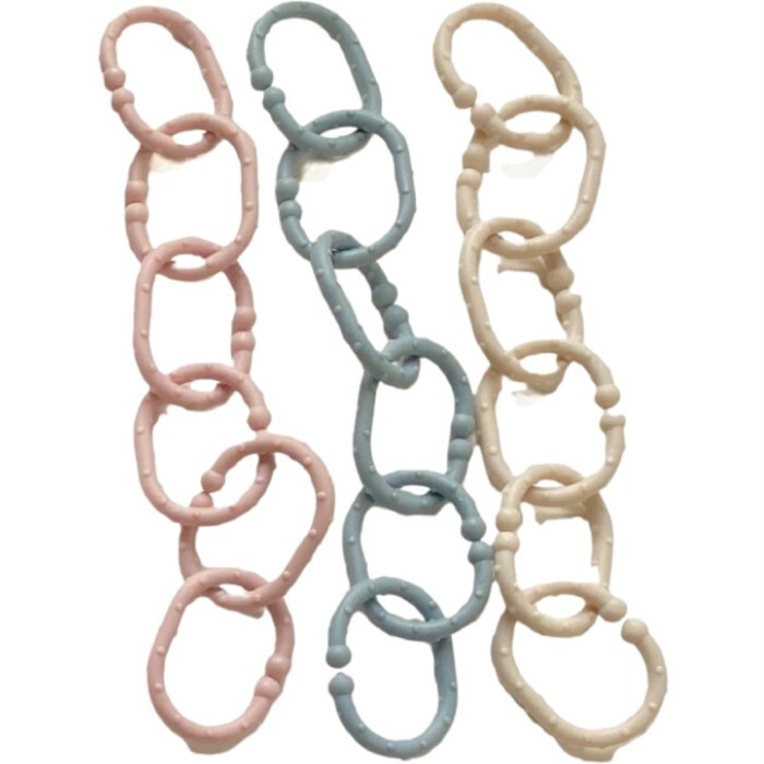 Fresh Kid Barnvagnsringar Beige Grå Rosa 18 pack