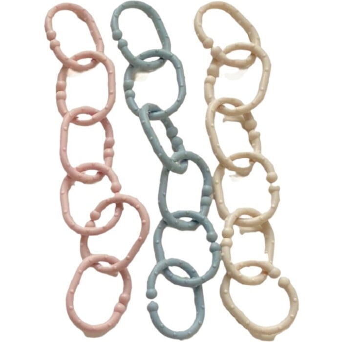 Fresh Kid Barnvagnsringar Beige Grå Rosa 18 pack