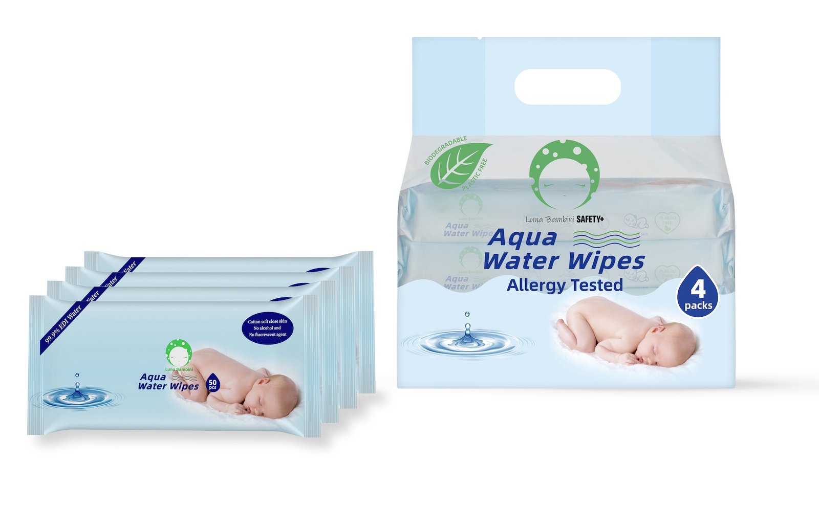 Luna Bambini Aqua Water Wipes 4 x 50 st