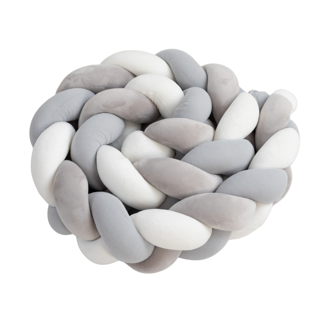 Luna Bambini Spjälskydd Bomullsmuslin Grå/Vit 1 st