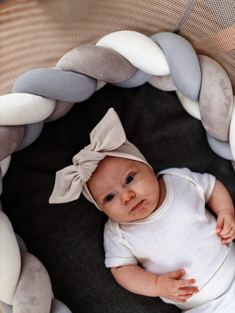 Luna Bambini Spjälskydd Bomullsmuslin Grå/Vit 1 st