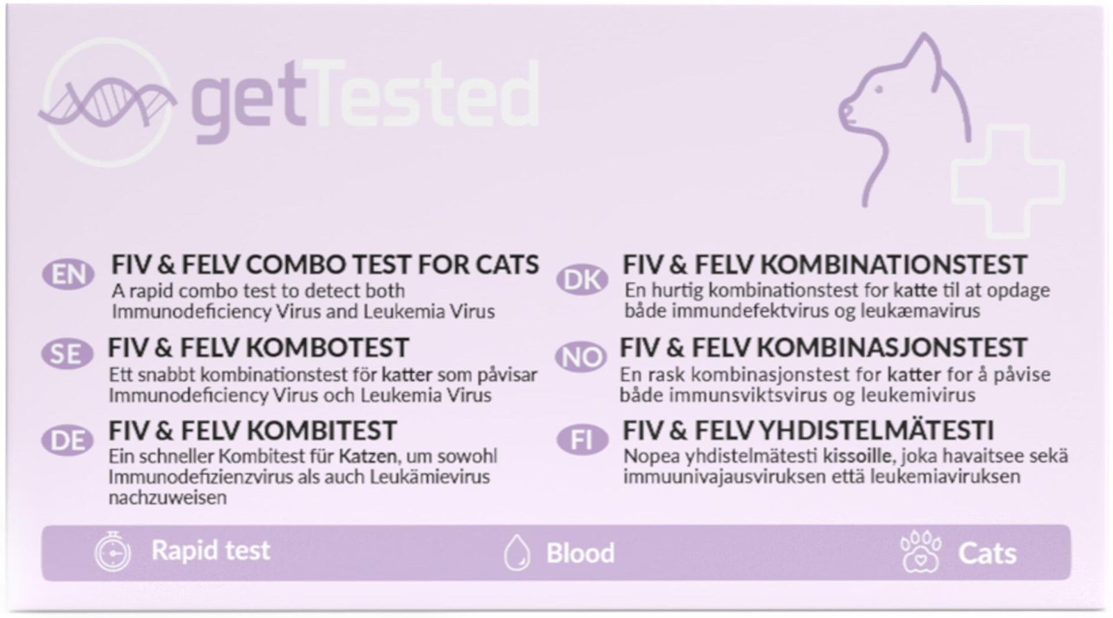 Get Tested Immunbristvirus (FIV) och Leukemivirus (FeLV) kombotest för katter 1 st