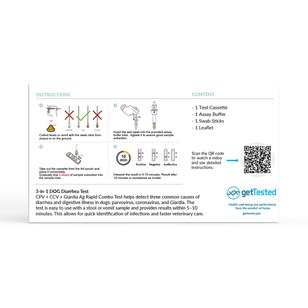 Get Tested 3-i-1 Hunddiarrétest 1 st