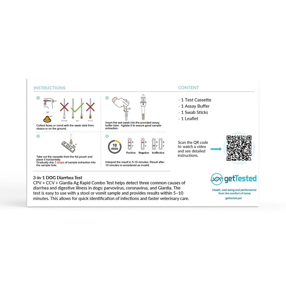 Get Tested 3-i-1 Hunddiarrétest 1 st