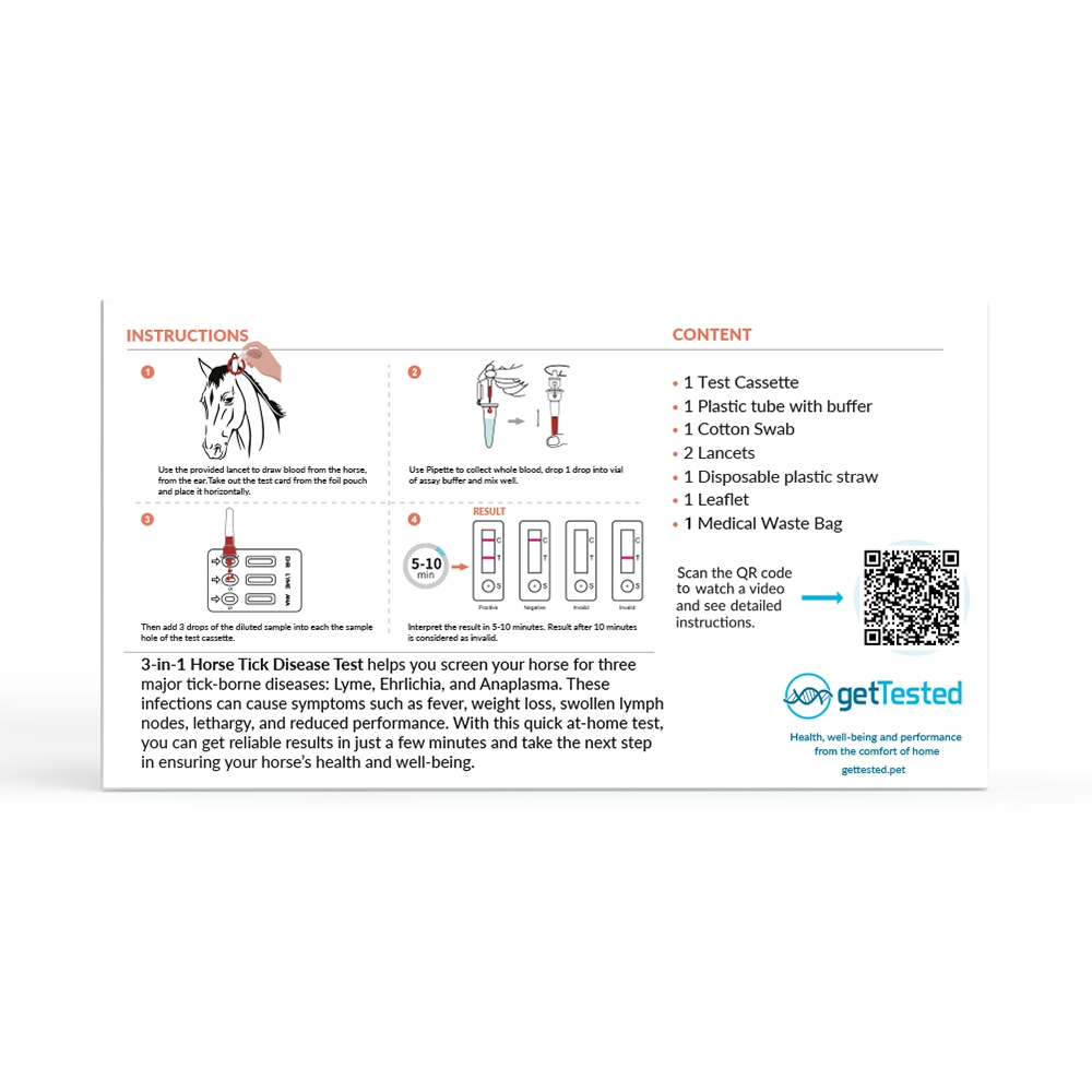 Get Tested 3- i-1 Fästingtest för hästar 1 st