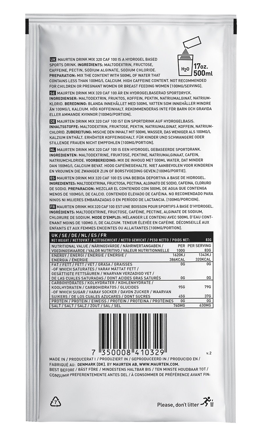 MAURTEN Drink Mix 320 Caf 100 Box 14 portionspåsar