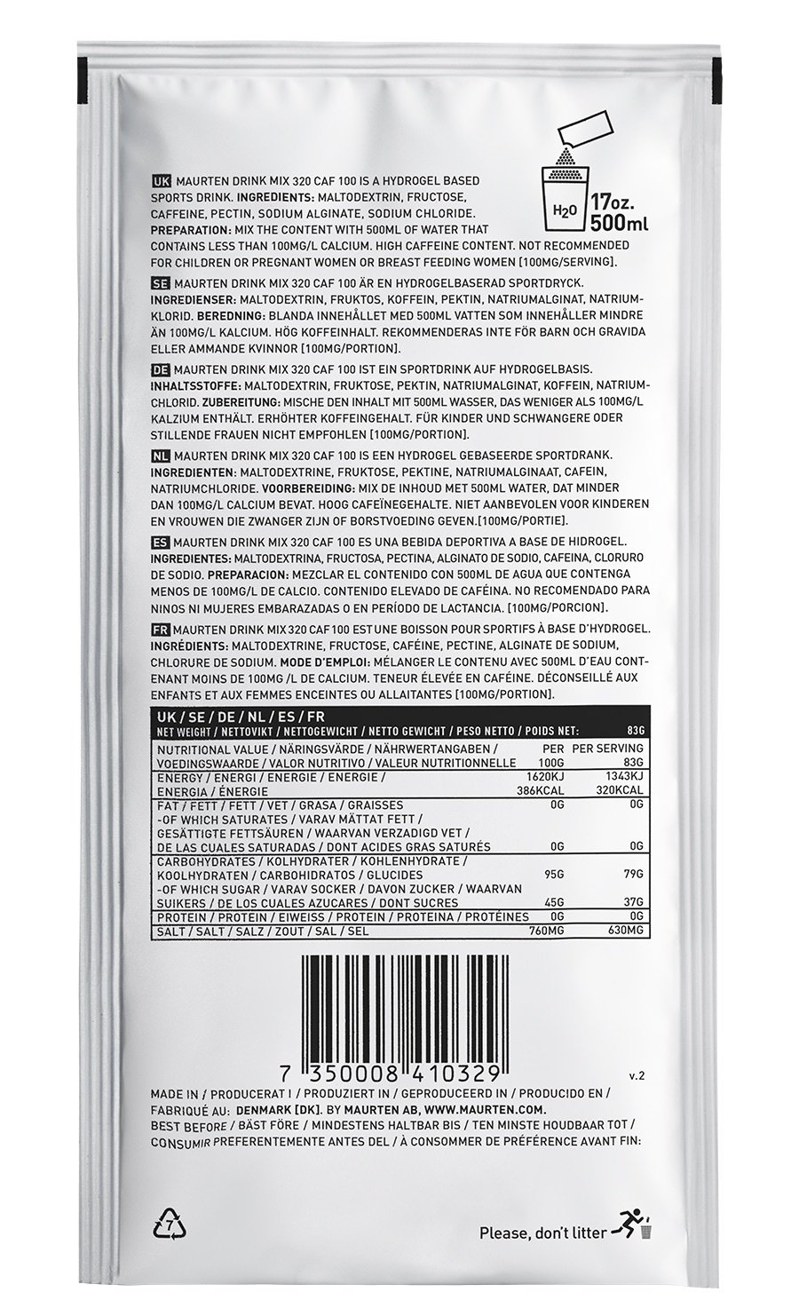 MAURTEN Drink Mix 320 Caf 100 Box 14 portionspåsar