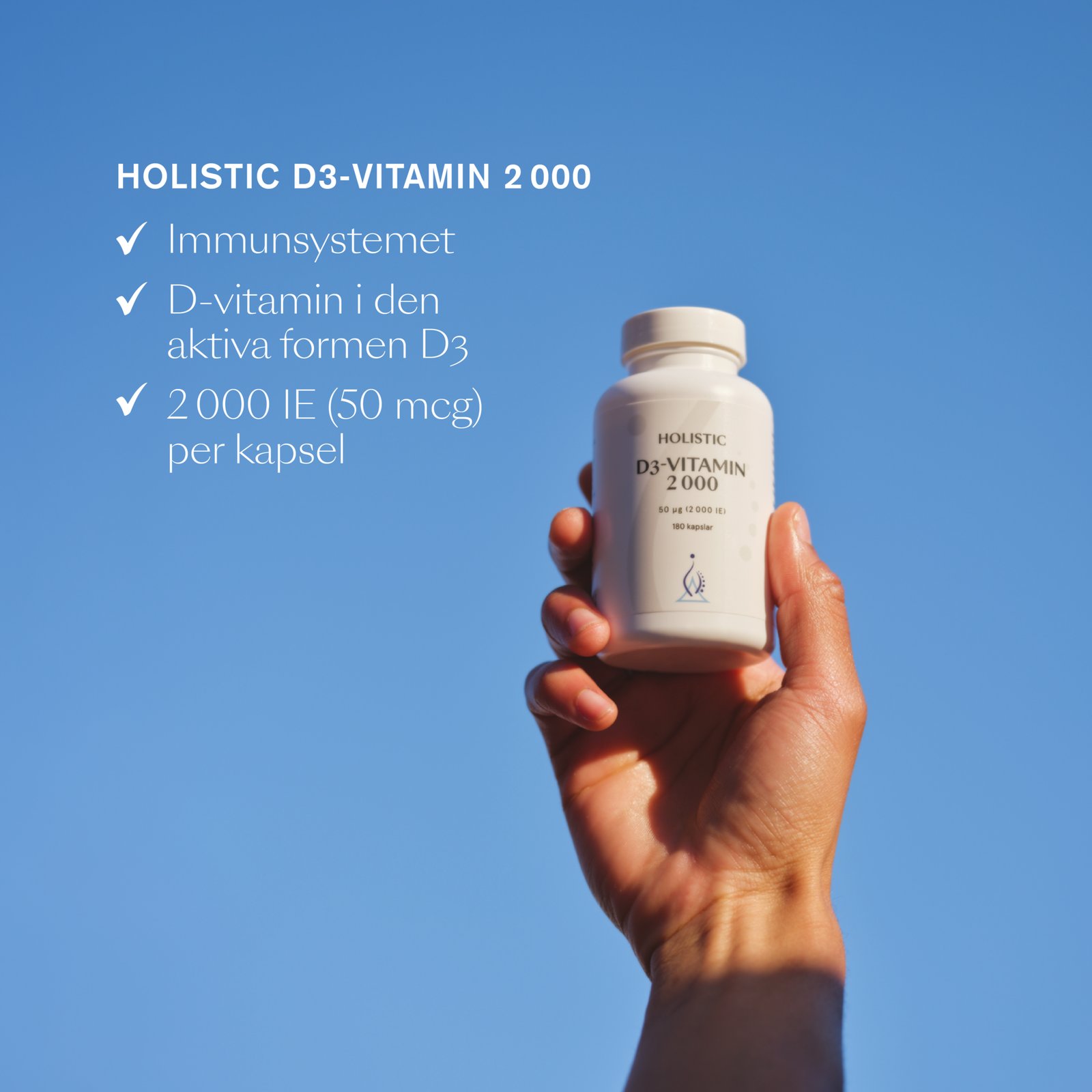Holistic D3-vitamin 2000 IE (50 µg) i kokosolja 90 vegetabiliska kapslar