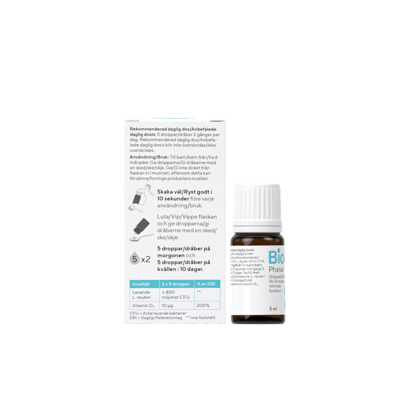 BioGaia Pharax Kids D-droppar & Mjölksyrabakterier 5 ml