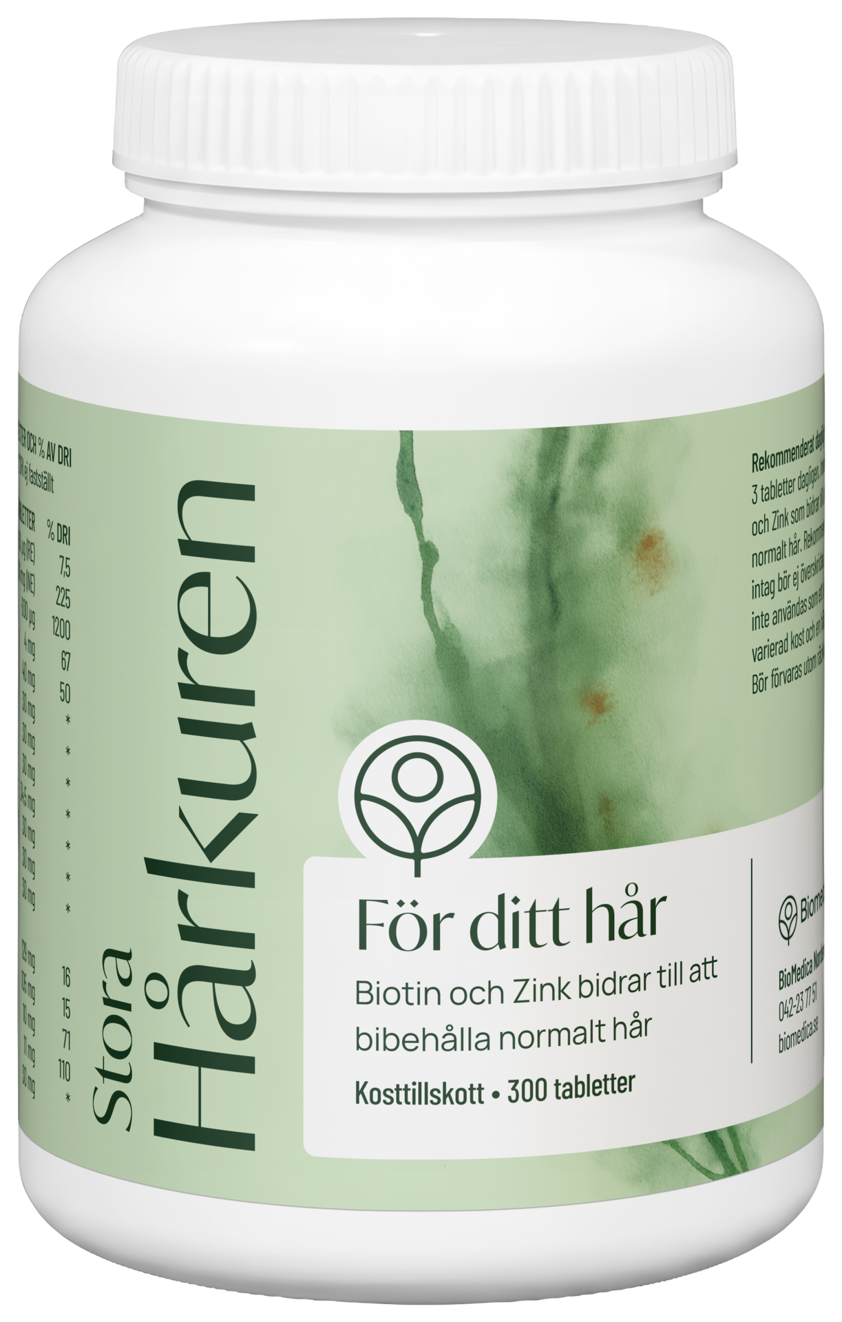 Biomedica Stora Hårkuren 300 tabletter