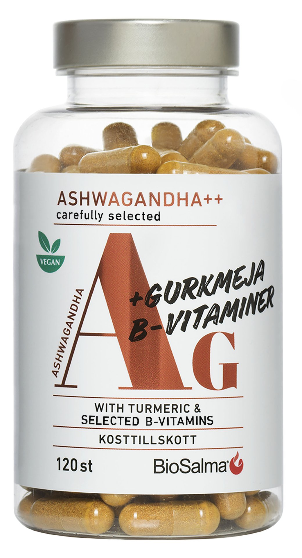 BioSalma AG Ashwagandha + Gurkmeja & B-vitaminer 120 kapslar