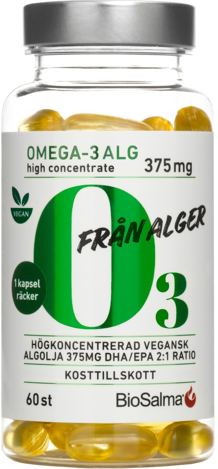 BioSalma Omega-3 Från Alger 375mg DHA/EPA 60 kapslar