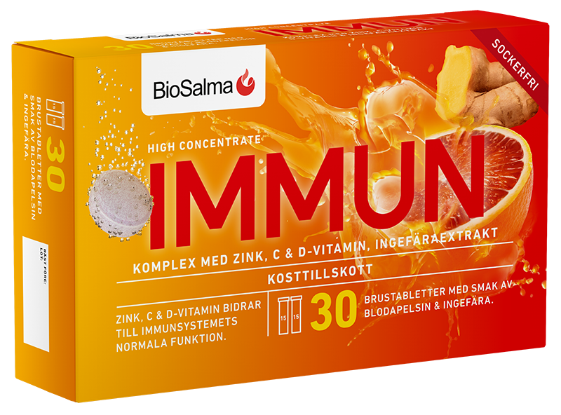 BioSalma Immun C+D-vitamin & Zink 30 brustabletter