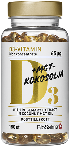 BioSalma D3-vitamin 65μg i MCT-kokosolja 180 kapslar