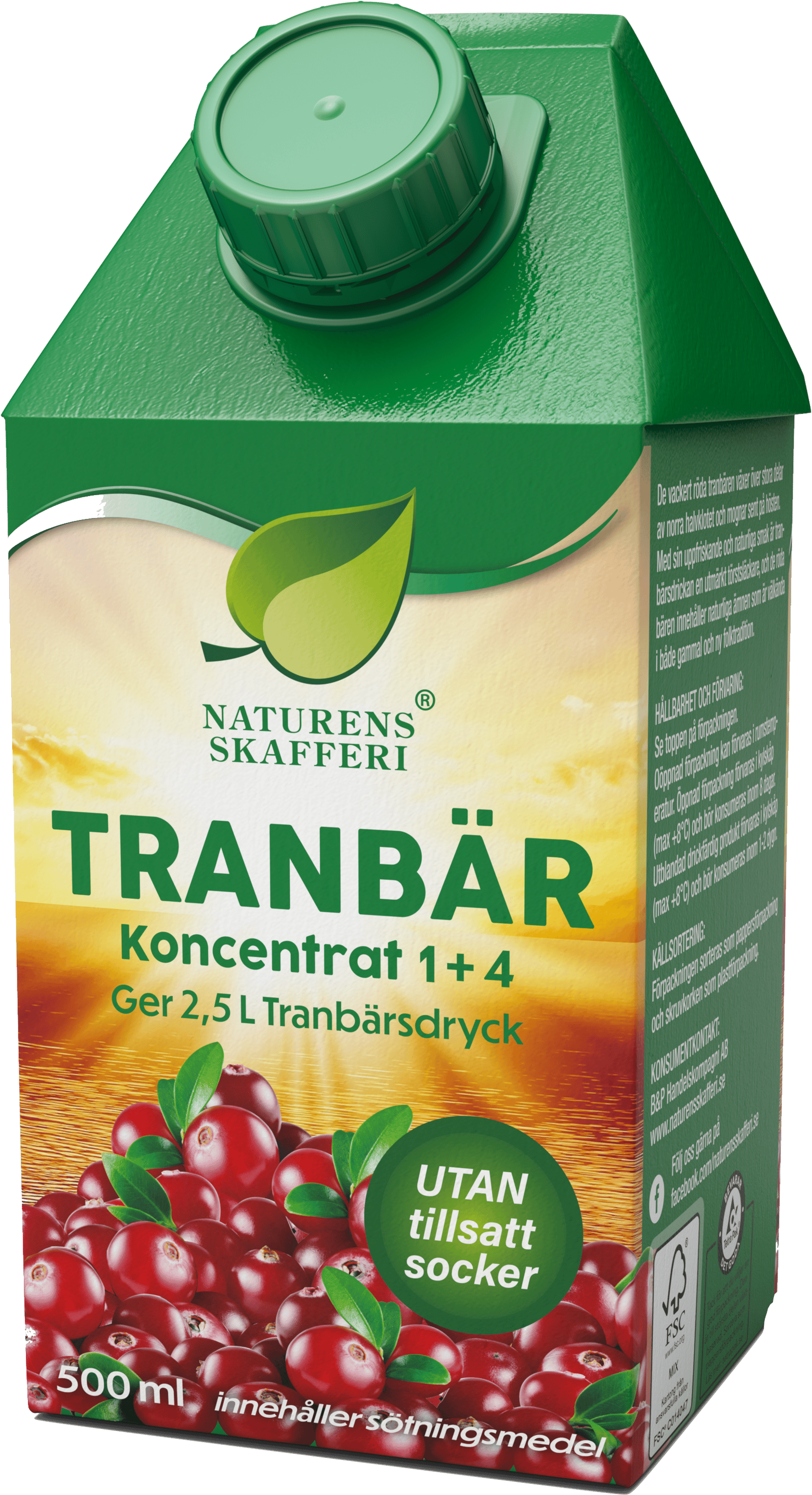 Naturens Skafferi Tranbär Koncentrat Sockerfri 500 ml