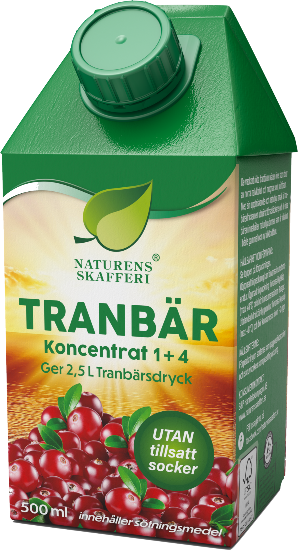 Naturens Skafferi Tranbär Koncentrat Sockerfri 500 ml