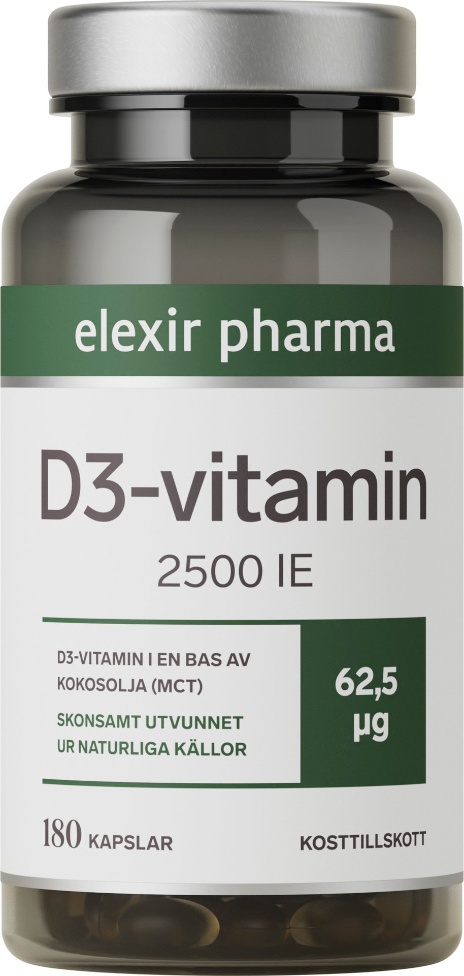 Elexir Pharma D3-vitamin 180 kapslar